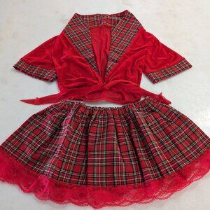 Women Lingerie School Girl Uniform Costume Outfit Mini Skirt Cheerleader RED